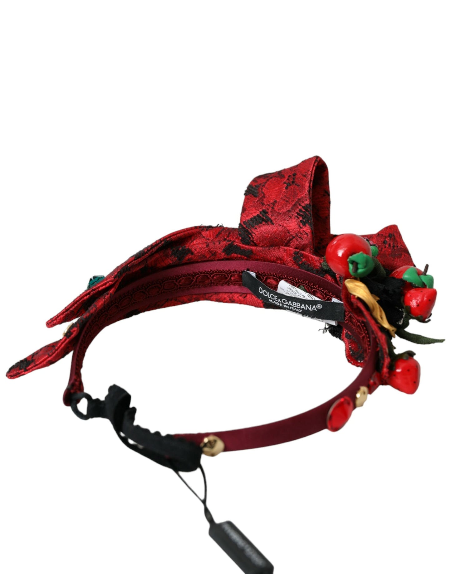 Dolce & Gabbana Red Cherry Sicily Embellished Women Hairband Diadem - KALAJ