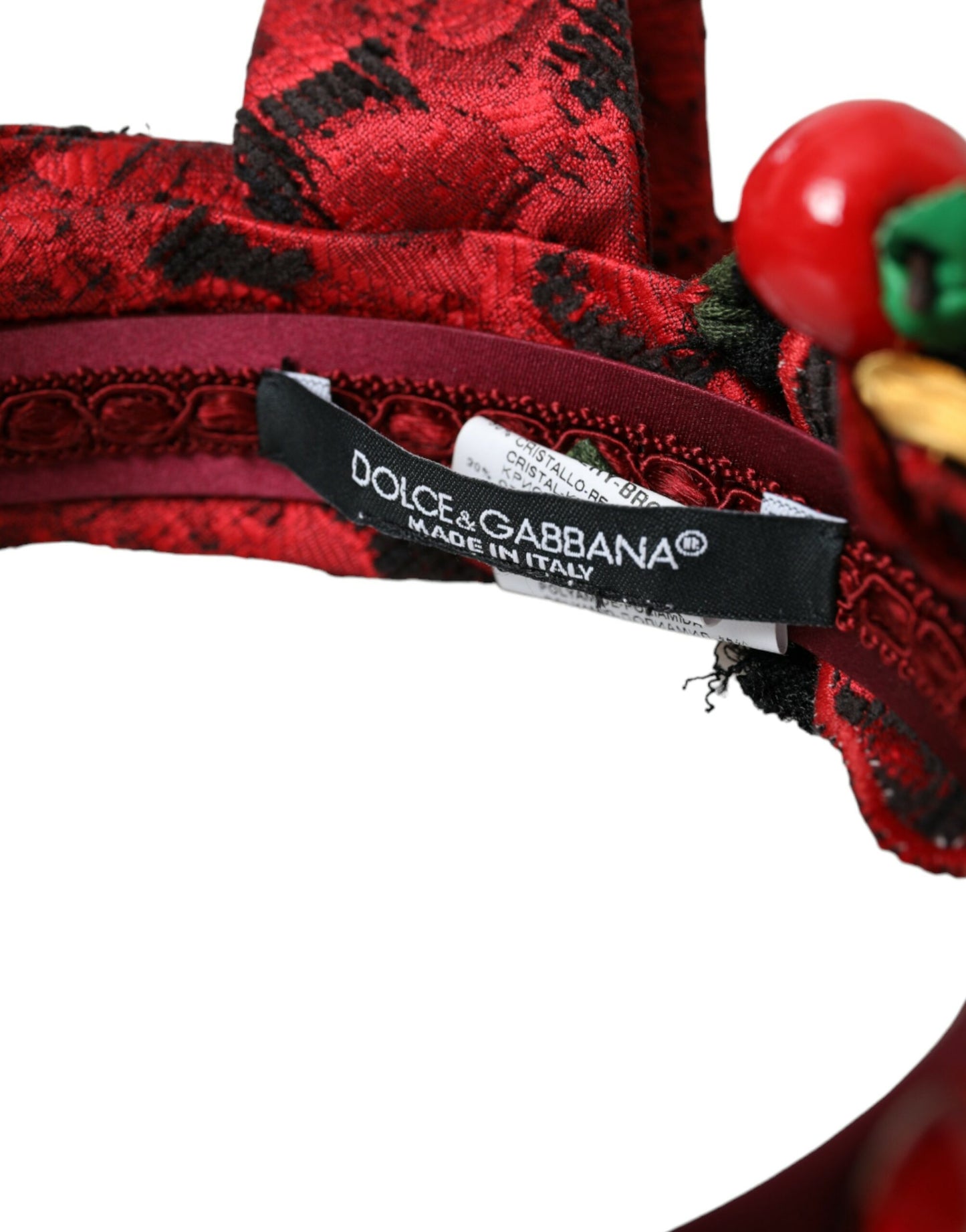 Dolce & Gabbana Red Cherry Sicily Embellished Women Hairband Diadem - KALAJ