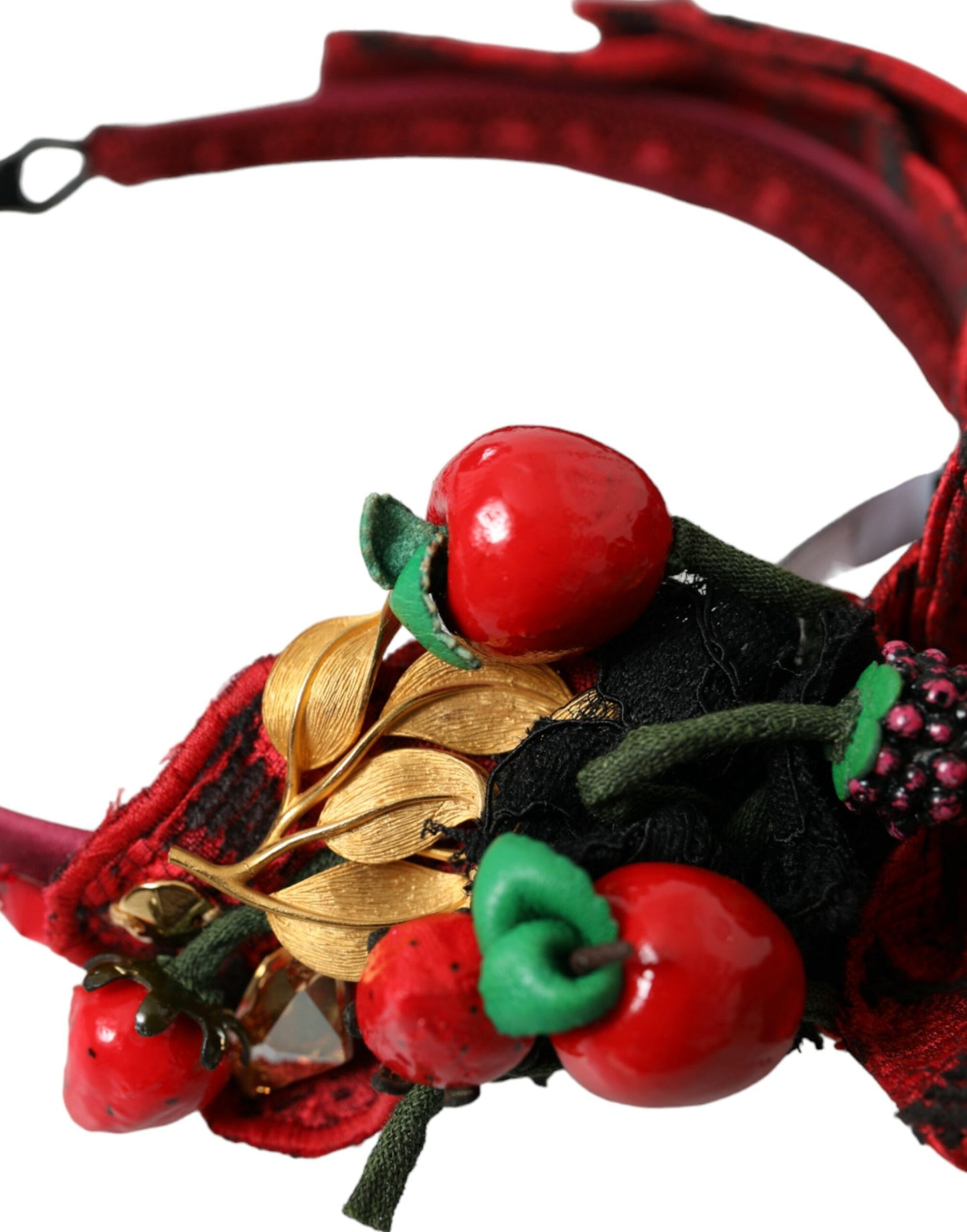 Dolce & Gabbana Red Cherry Sicily Embellished Women Hairband Diadem - KALAJ
