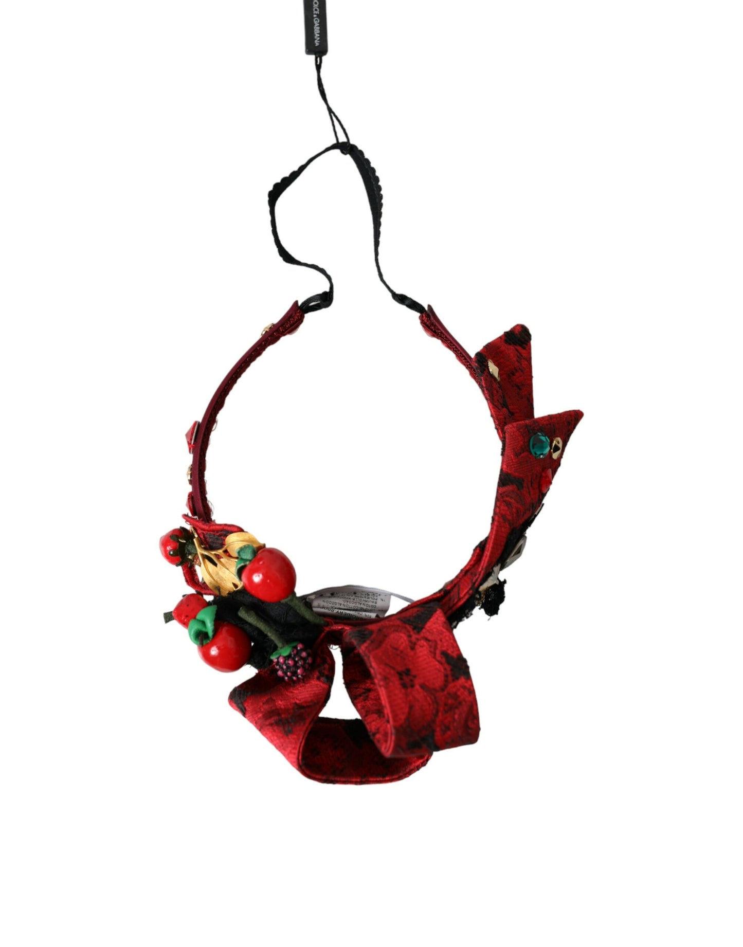 Dolce & Gabbana Red Cherry Sicily Embellished Women Hairband Diadem - KALAJ