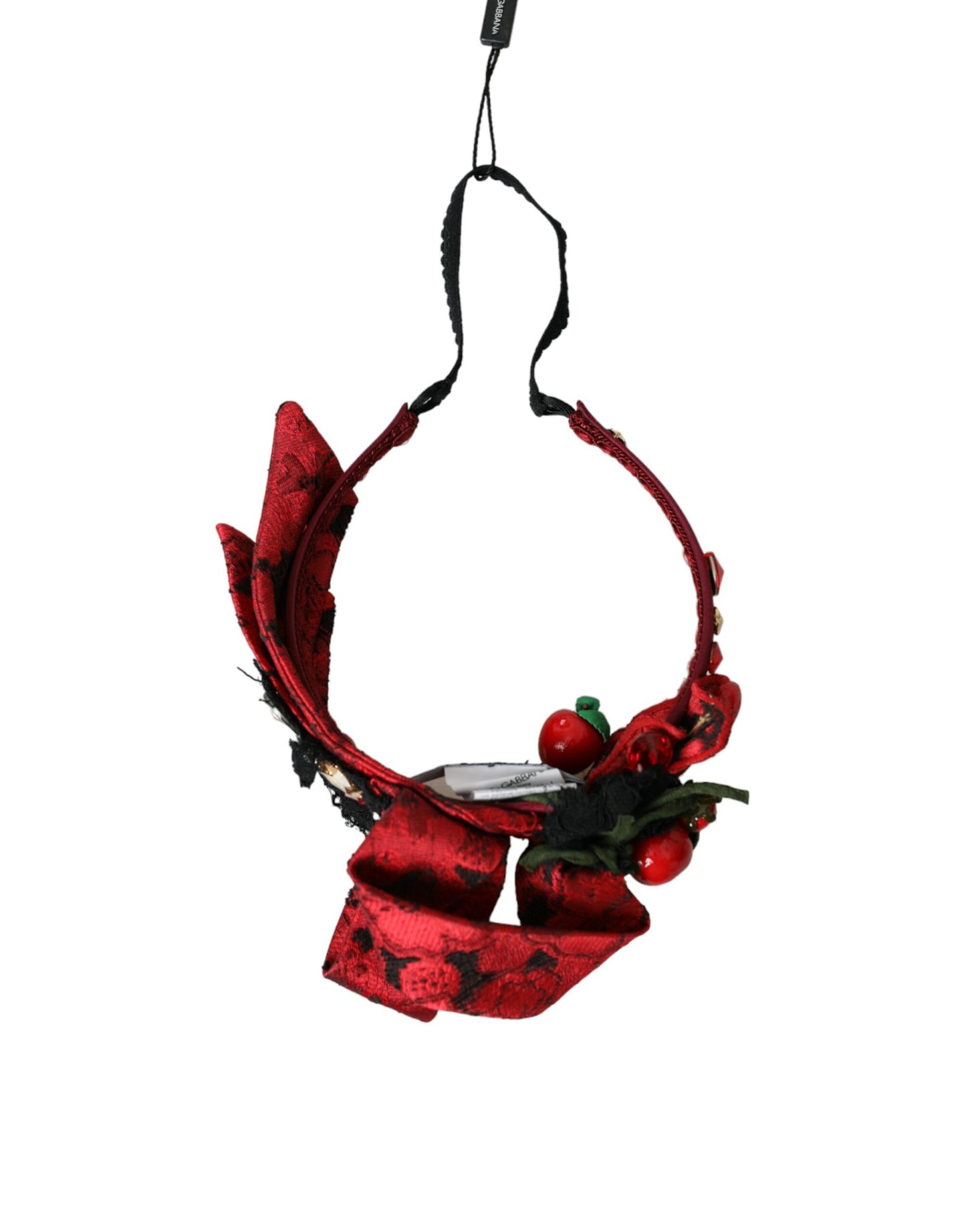 Dolce & Gabbana Red Cherry Sicily Embellished Women Hairband Diadem - KALAJ