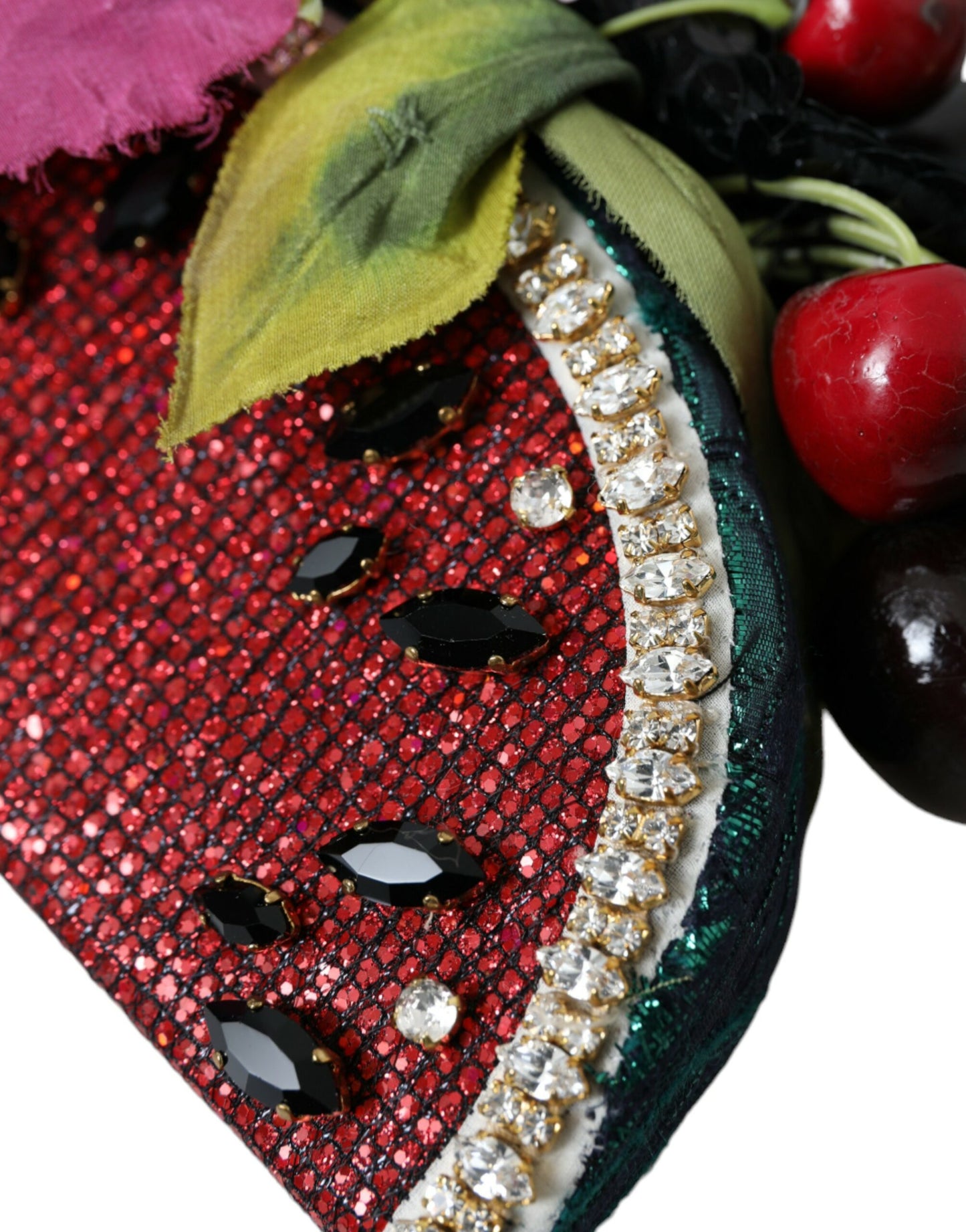 Dolce & Gabbana Red Watermelon Cherry Crystal Hairband Statement Diadem - KALAJ