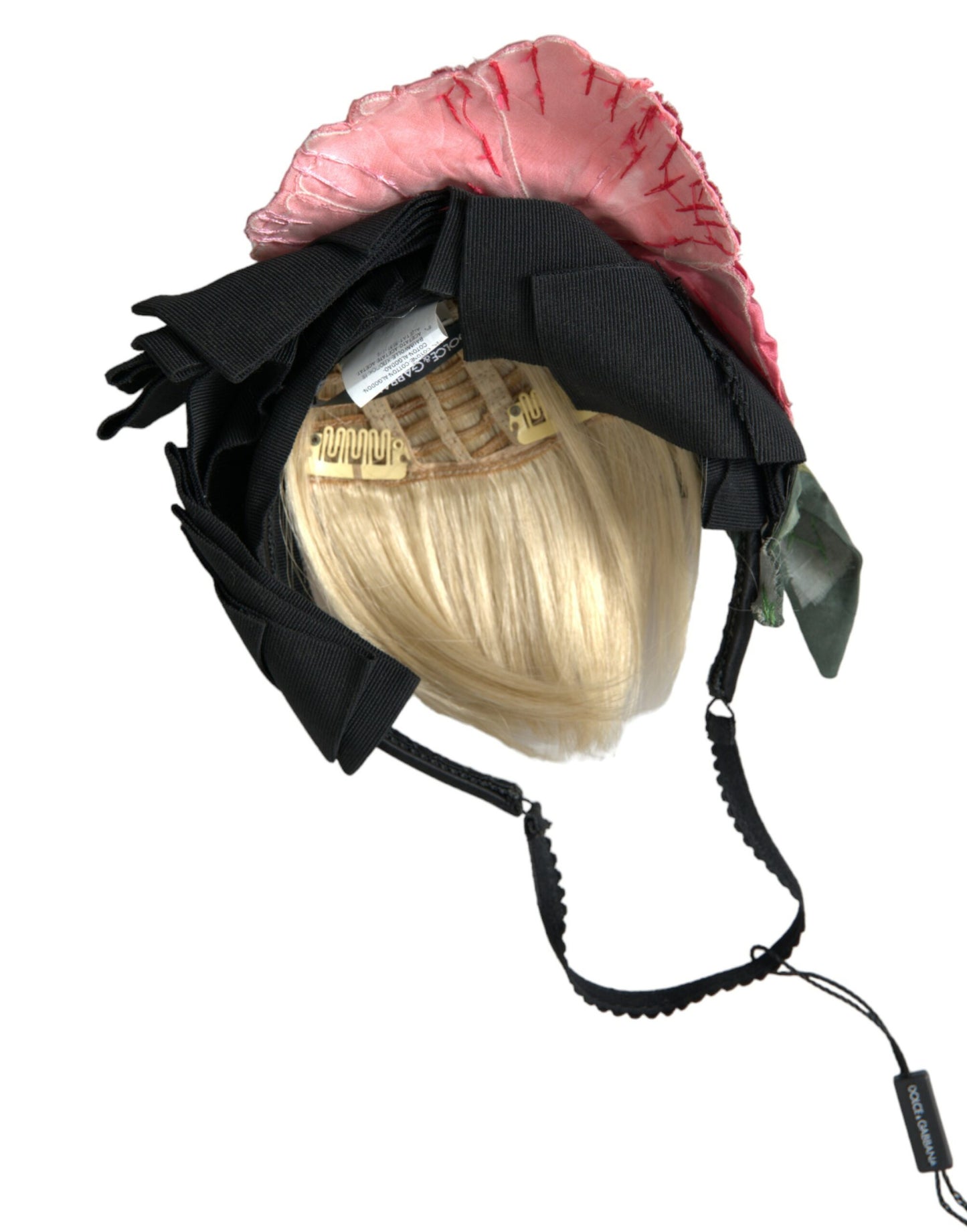 Dolce & Gabbana Black Viscose White Hair Parrucchiera Headband Diadem - KALAJ