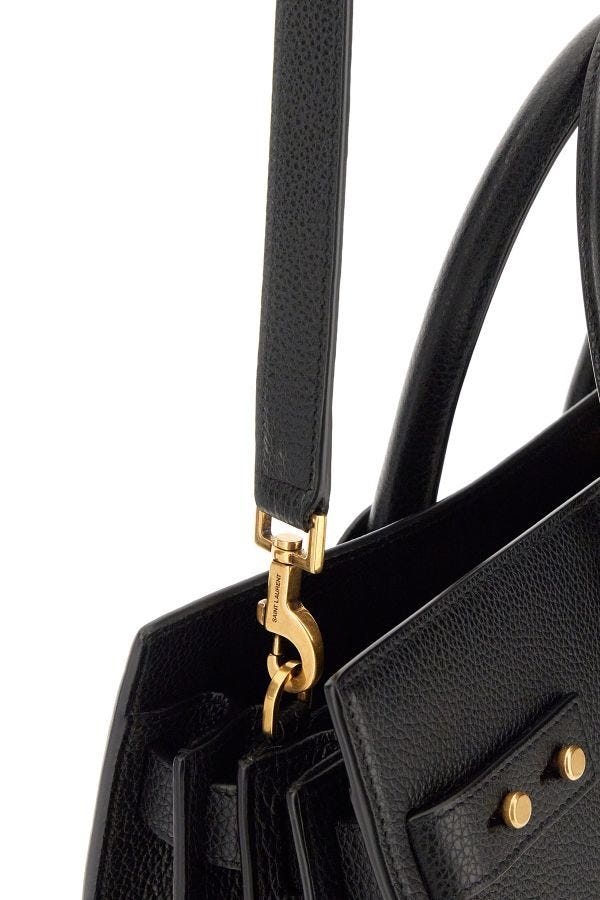 Saint Laurent Black Calf Leather Sac De Jour Handbag - KALAJ