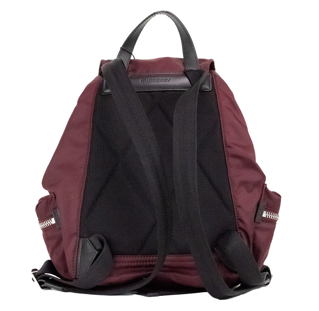 Burberry Medium Burgundy Econyl Nylon Rucksack Drawstring Backpack Bookbag - KALAJ