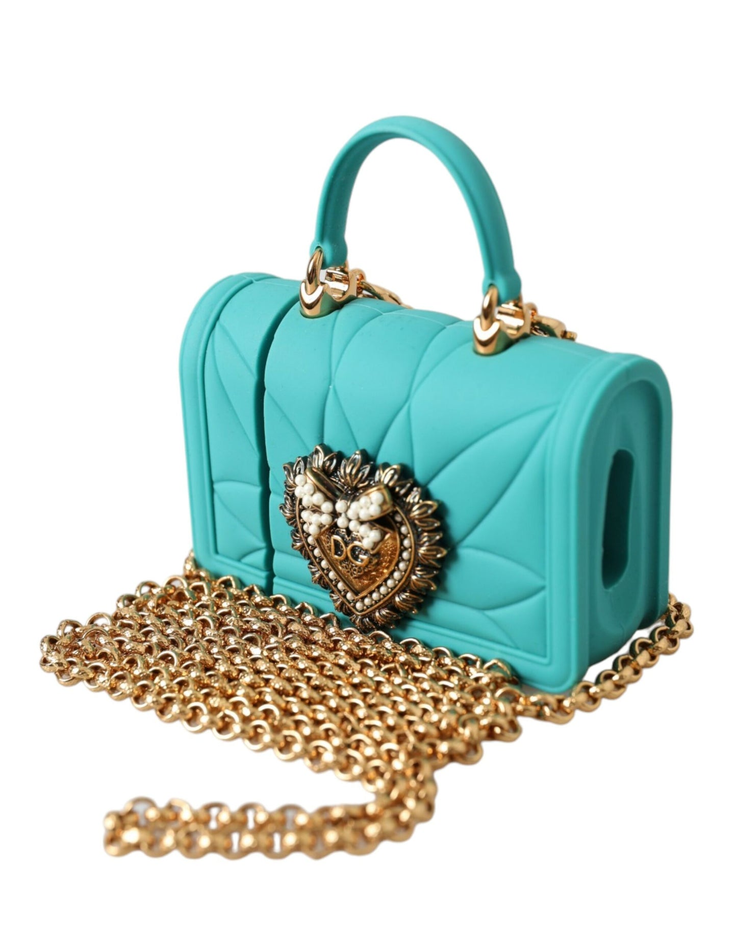 Dolce & Gabbana Turquoise Silicone Devotion Heart Cover Bag Airpods Case - KALAJ