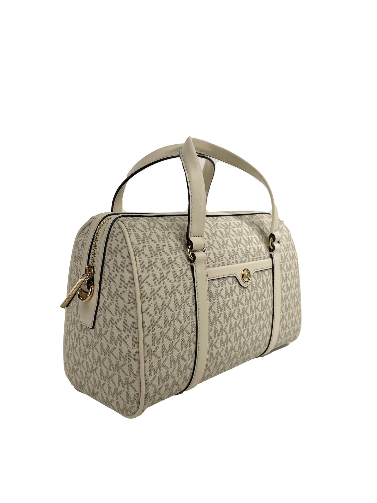Michael Kors Travel Medium Duffle Satchel Crossbody Bag Purse Cream - KALAJ