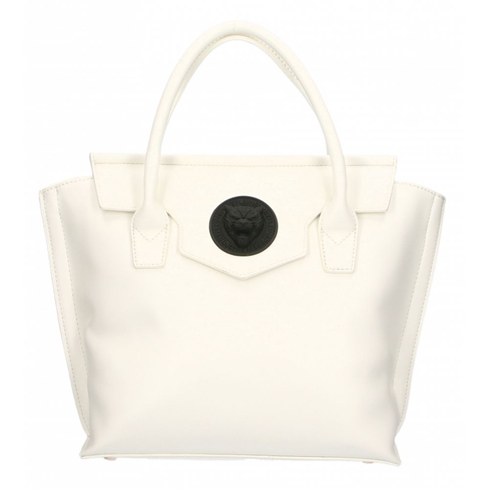 Plein Sport Elegant White Handbag With Magnetic Closure - KALAJ