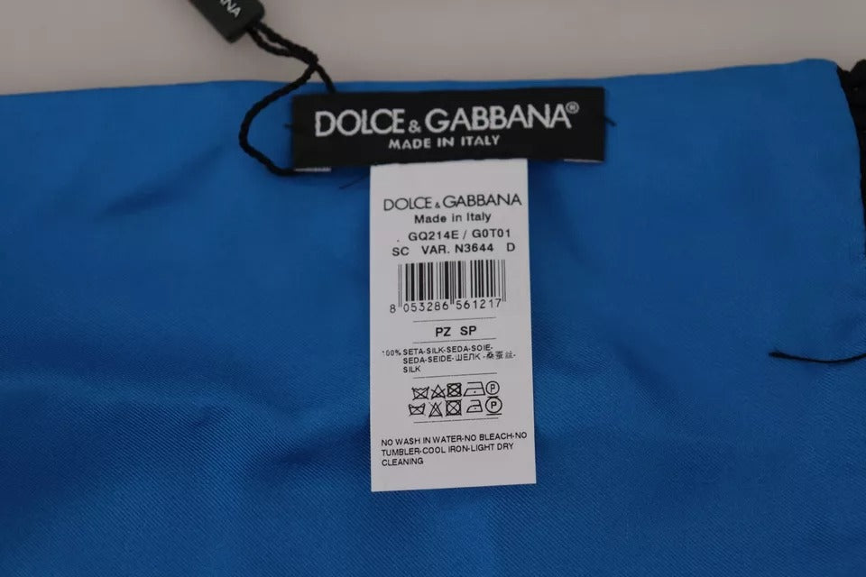 Dolce & Gabbana Royal Blue Scarf Neck Wrap Shawl Silk Scarf - KALAJ