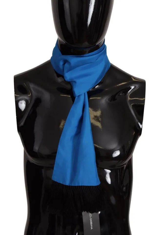 Dolce & Gabbana Royal Blue Scarf Neck Wrap Shawl Silk Scarf - KALAJ