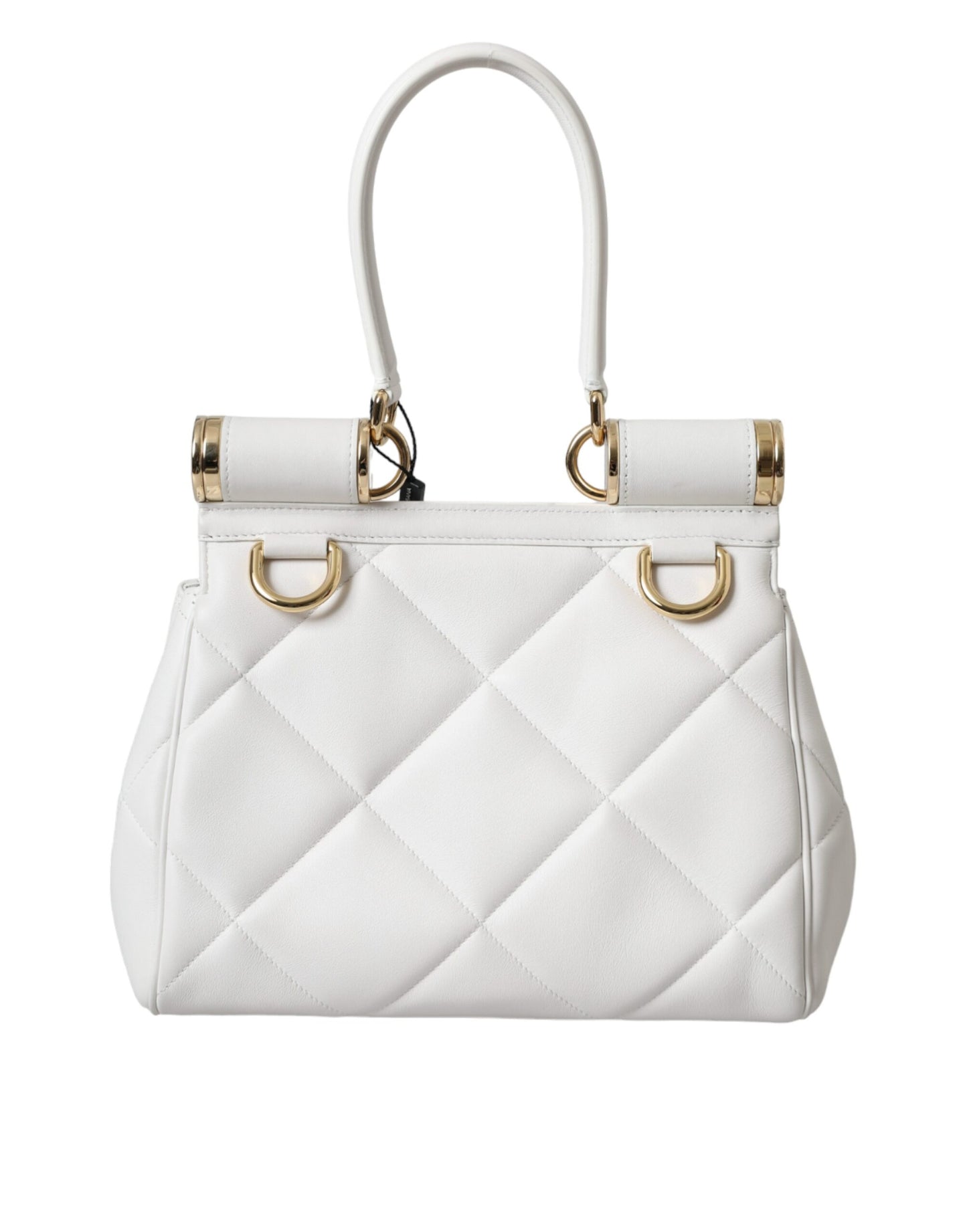 Dolce & Gabbana White Calf Leather 90's SICILY Shoulder Satchel Bag - KALAJ