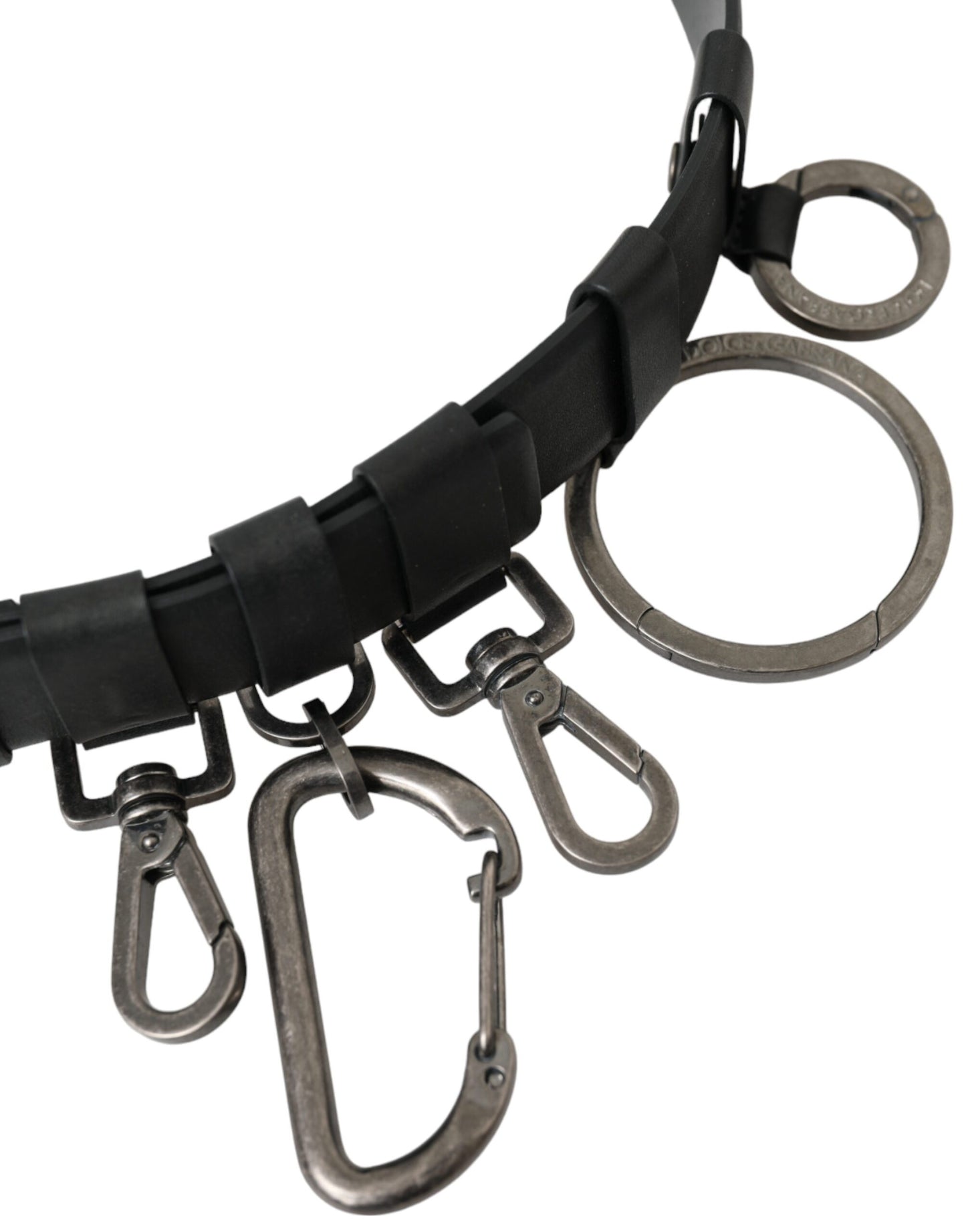 Dolce & Gabbana Black Calf Leather Silver Metal Buckle Belt - KALAJ