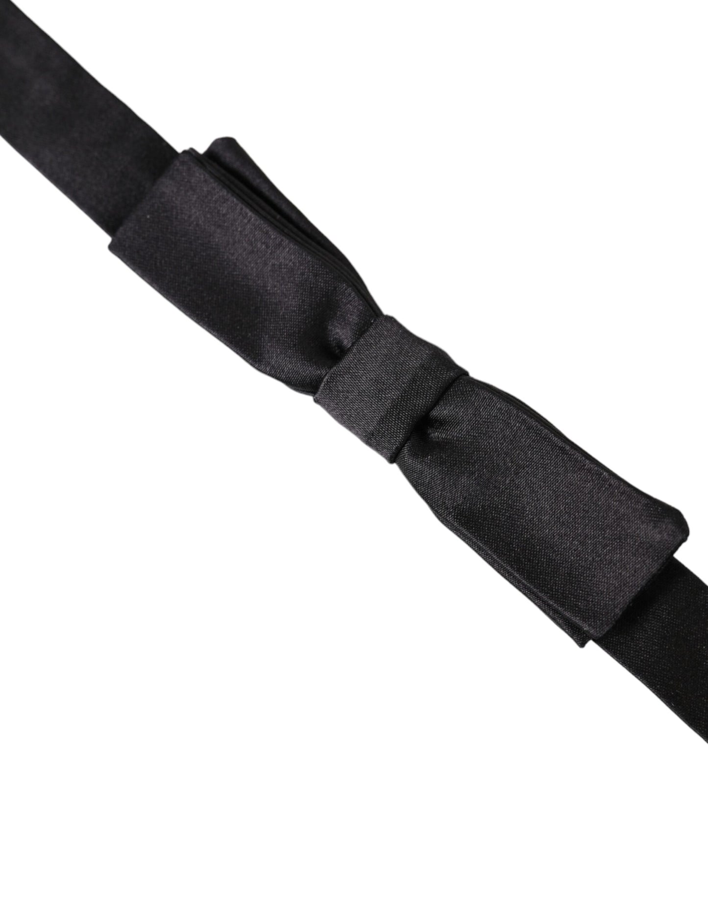 Dolce & Gabbana Dark Gray Silk Adjustable Neck Men Bow Tie - KALAJ