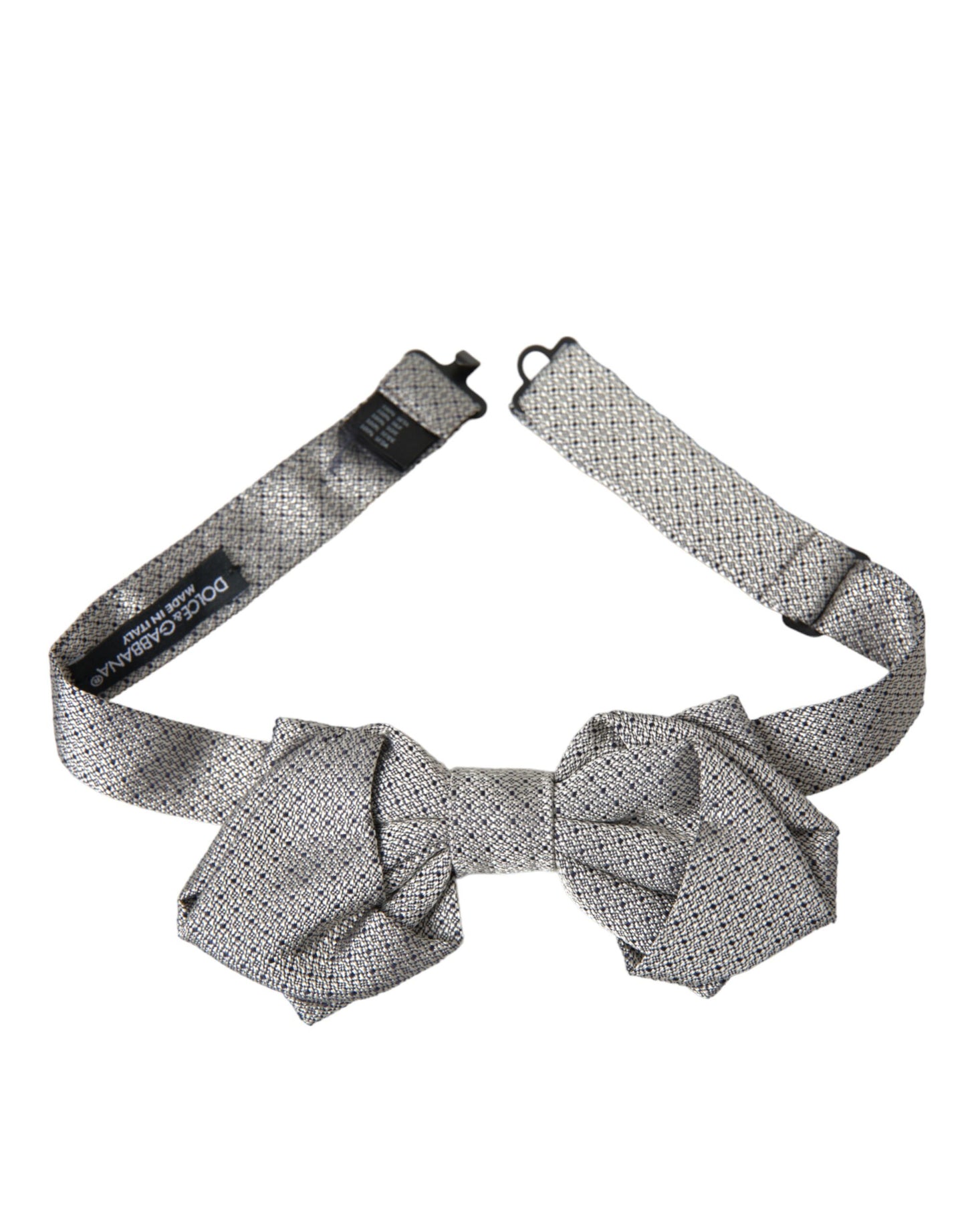 Dolce & Gabbana Gray Silk Adjustable Neck Men Bow Tie - KALAJ