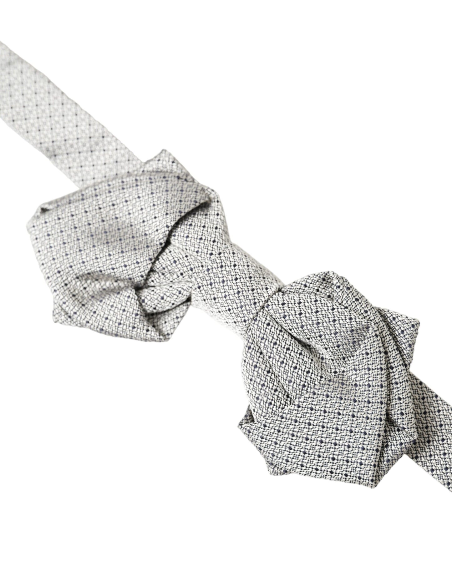 Dolce & Gabbana Gray Silk Adjustable Neck Men Bow Tie - KALAJ