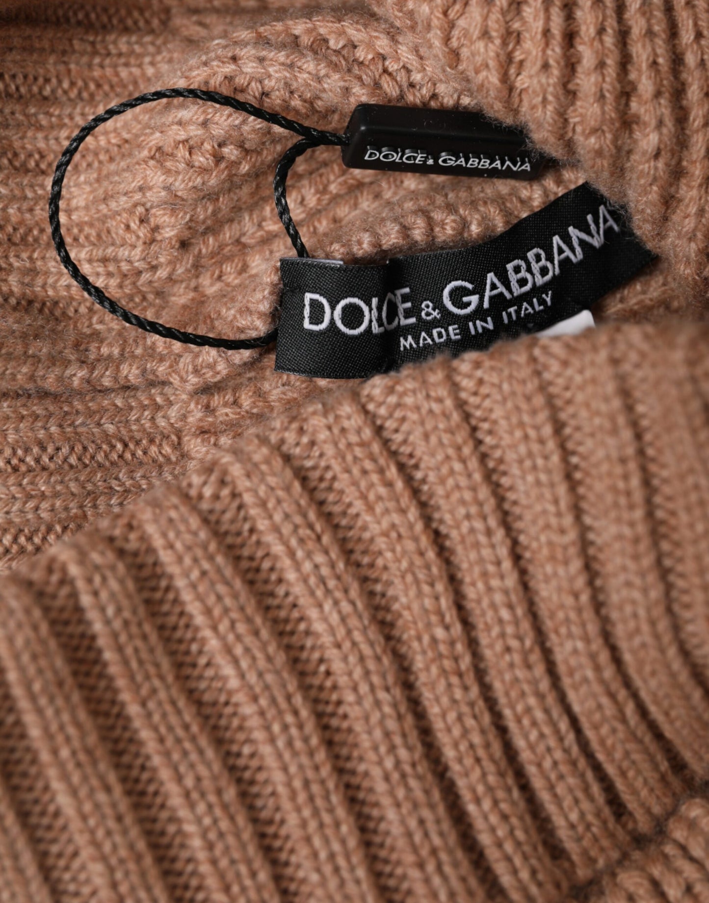 Dolce & Gabbana Brown Solid Knitted Fur Ball Winter Beanie Hat - KALAJ