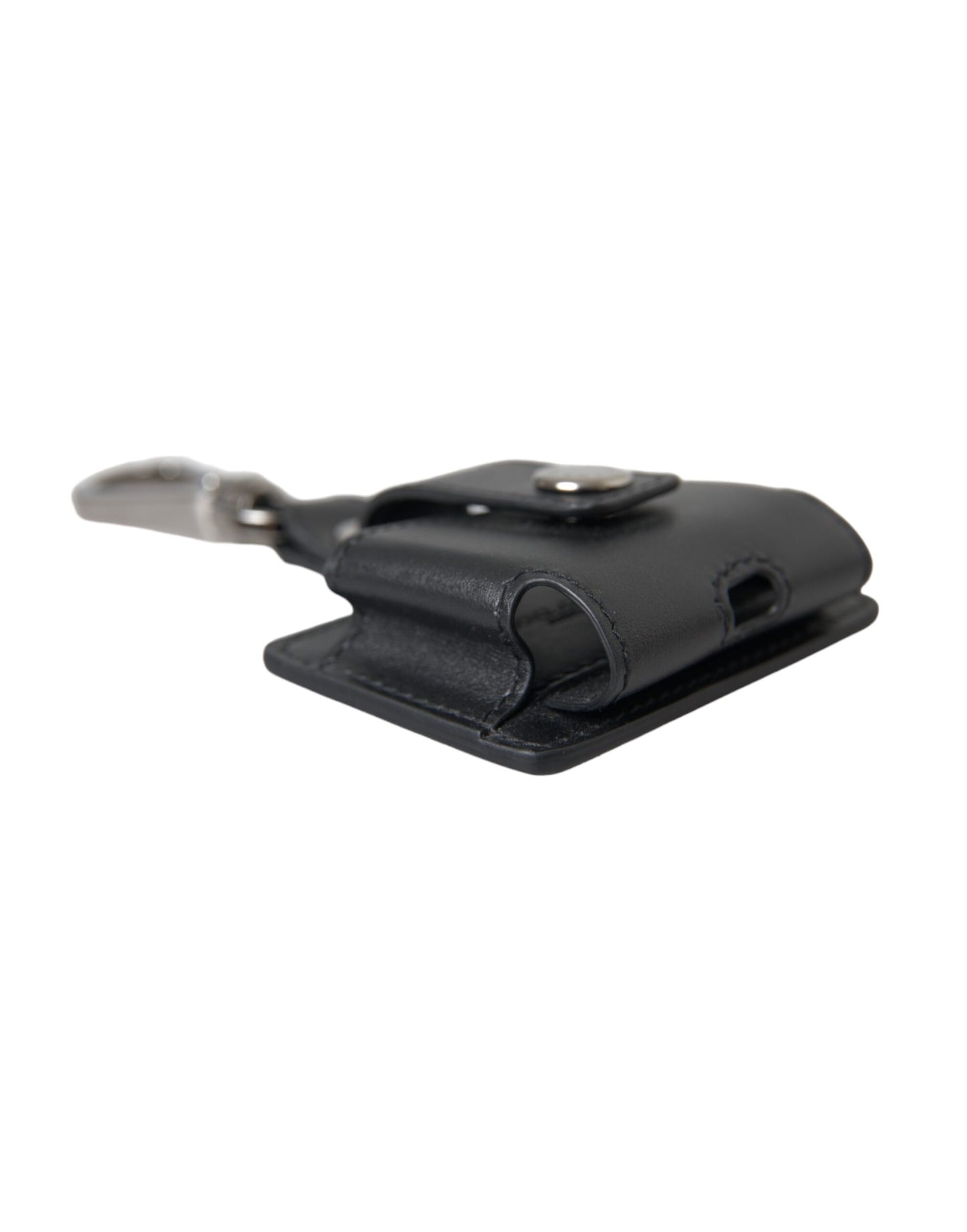 Dolce & Gabbana Black Plain Leather Silver Metal Airpods Case - KALAJ