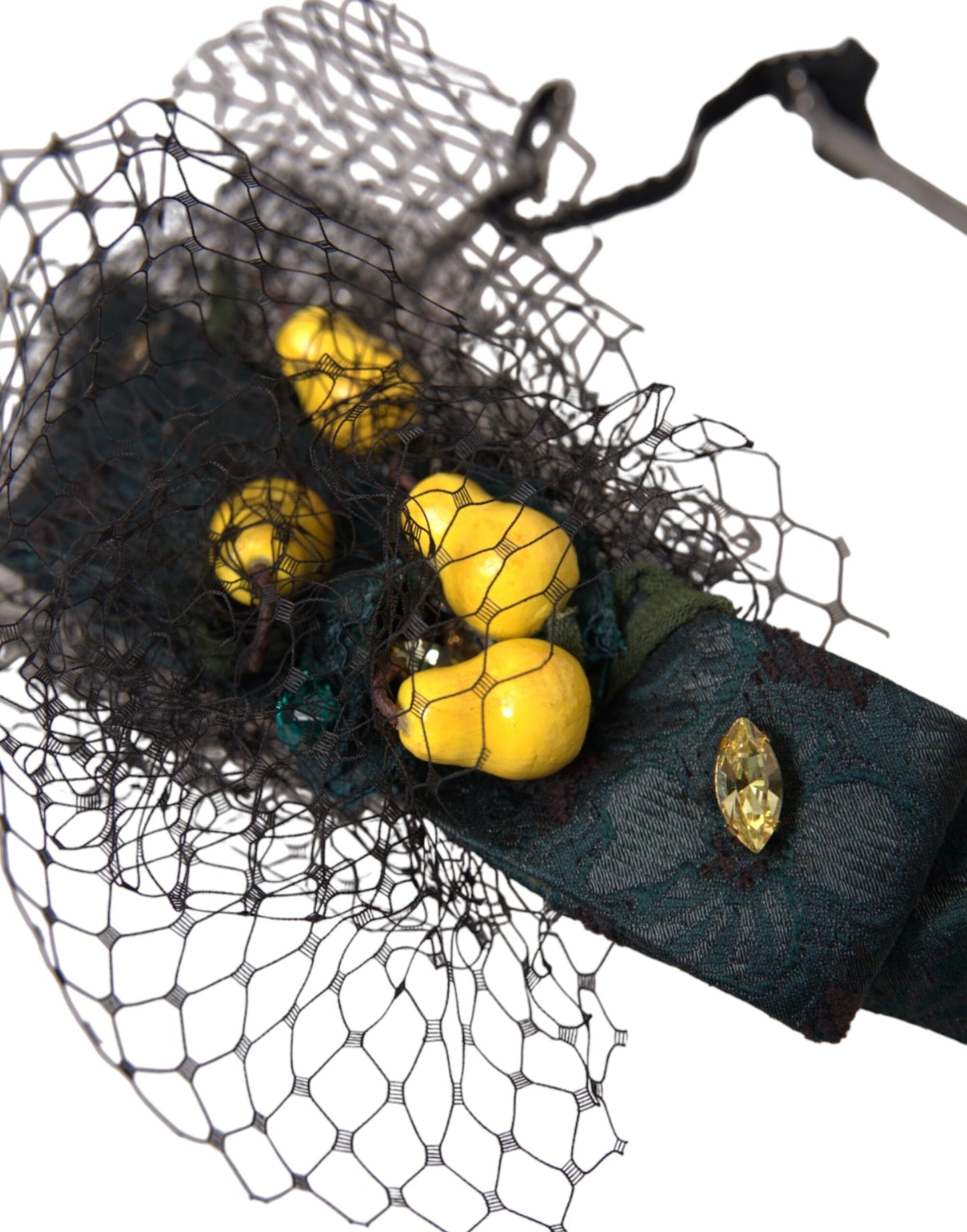 Dolce & Gabbana Black Lemons Sicily Purple Crystal Net Headband Diadem - KALAJ