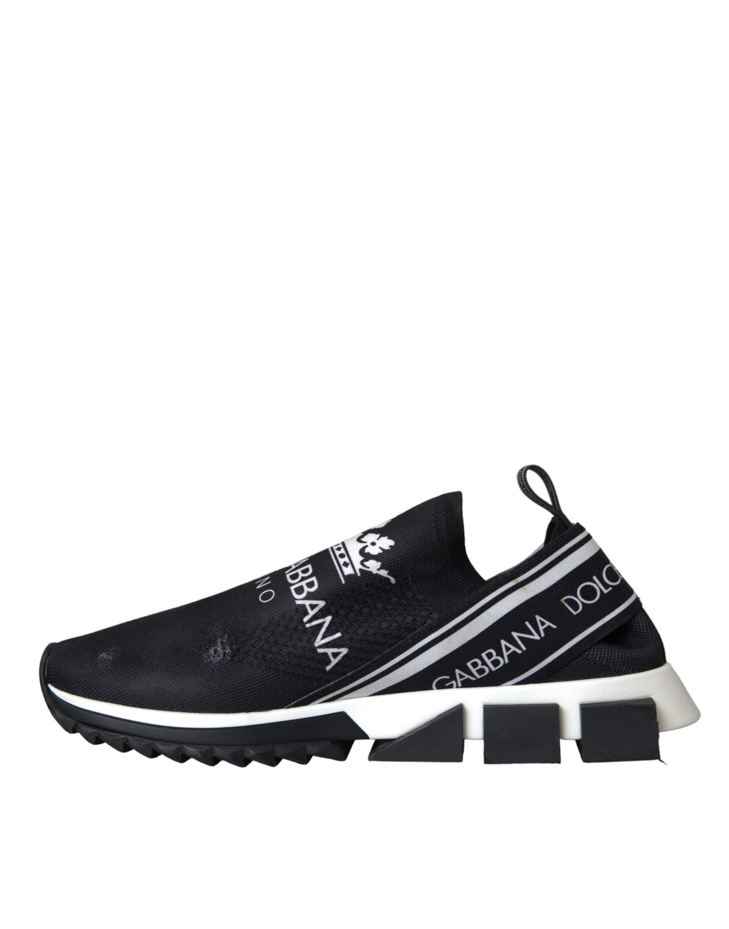 Dolce & Gabbana Black White Sorrento Slip On Sneakers Shoes