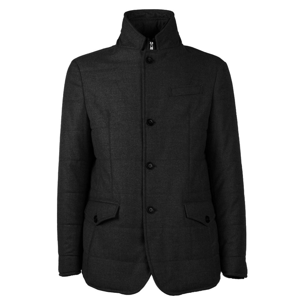Made in Italy Black Wool Jackets & Coat