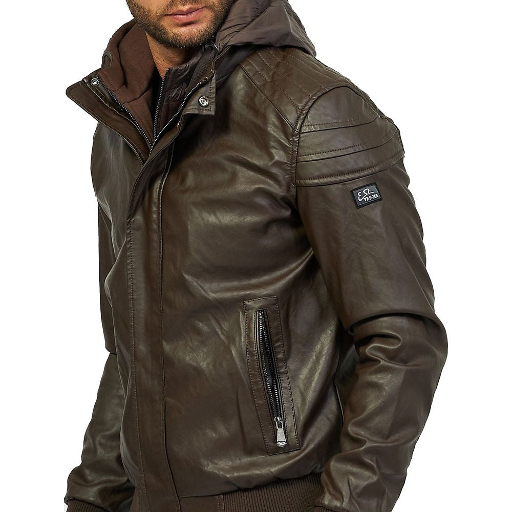 Yes Zee Brown Polyethylene Jackets & Coat