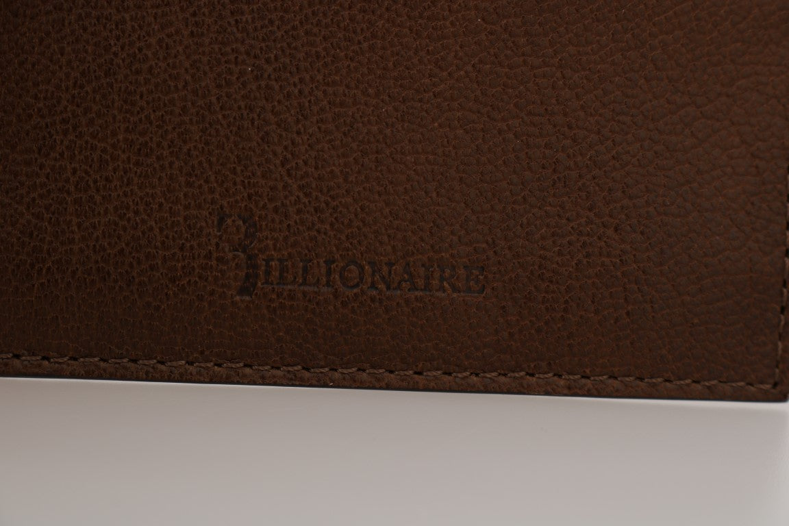 Billionaire Italian Couture Elegant Leather Men's Wallet in Brown - KALAJ