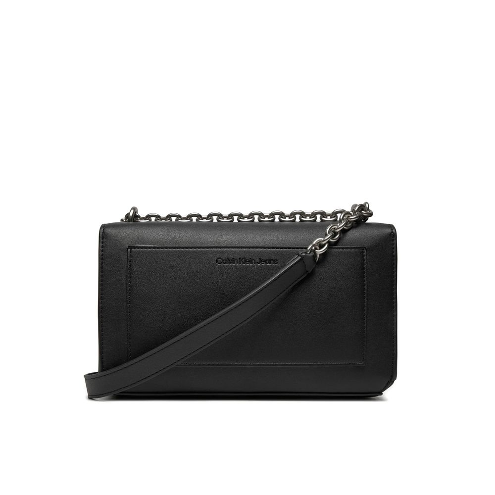 Calvin Klein Jeans Black And White Artificial Leather Handbag