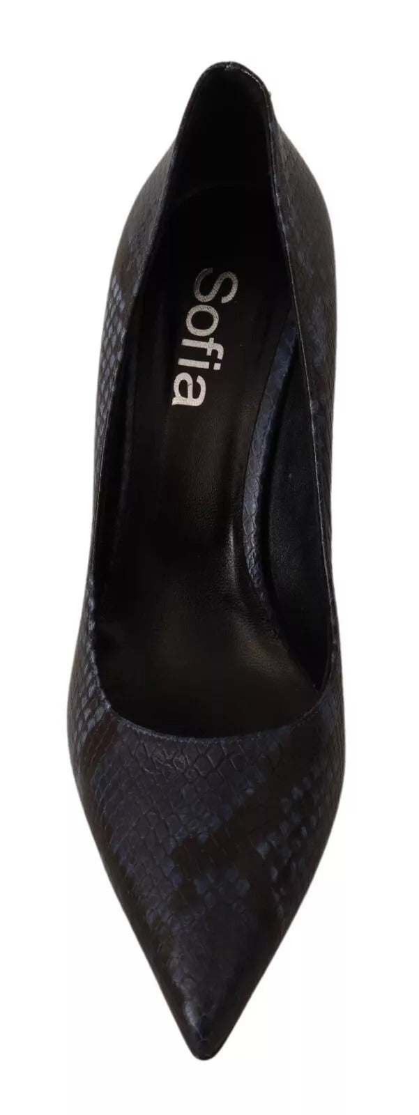 Sofia Black Snake Skin Leather Stiletto High Heels Pumps Shoes
