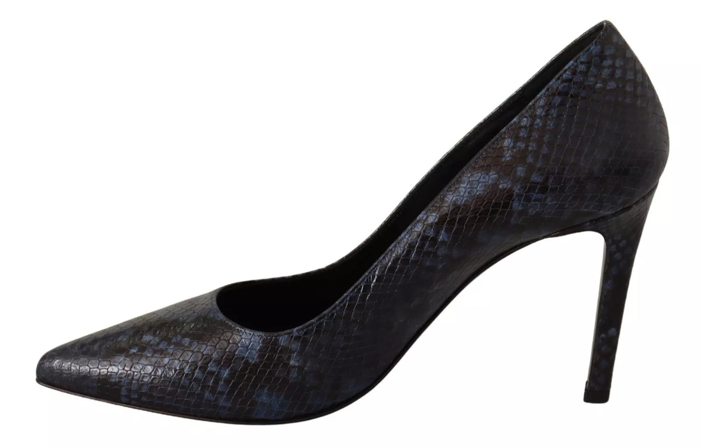 Sofia Black Snake Skin Leather Stiletto High Heels Pumps Shoes