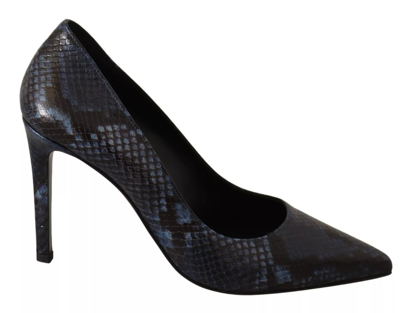 Sofia Black Snake Skin Leather Stiletto High Heels Pumps Shoes
