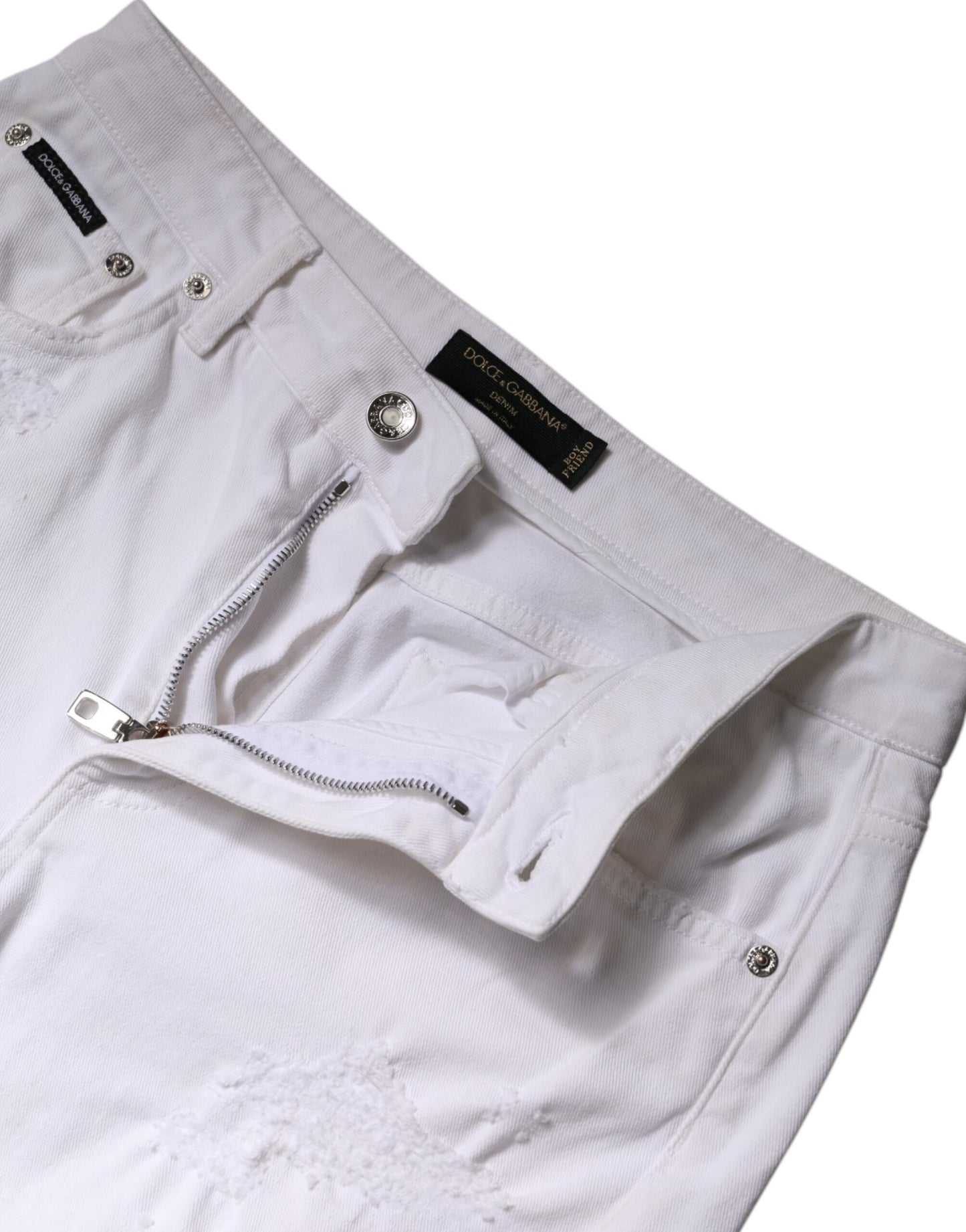 Dolce & Gabbana White Cotton High Waist Skinny Denim Jeans