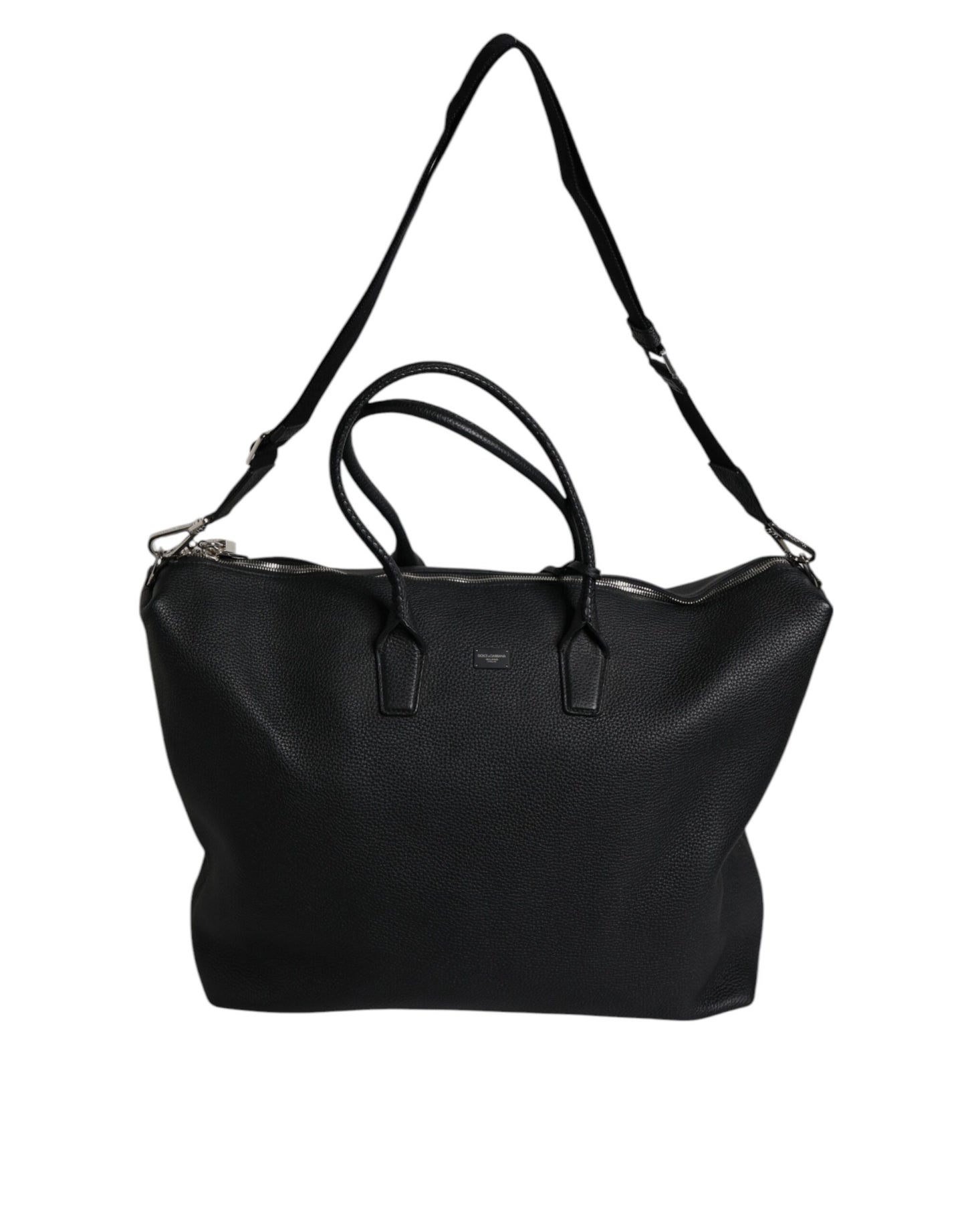 Dolce & Gabbana Black Calfskin Leather Hand Shoulder Duffle Bag