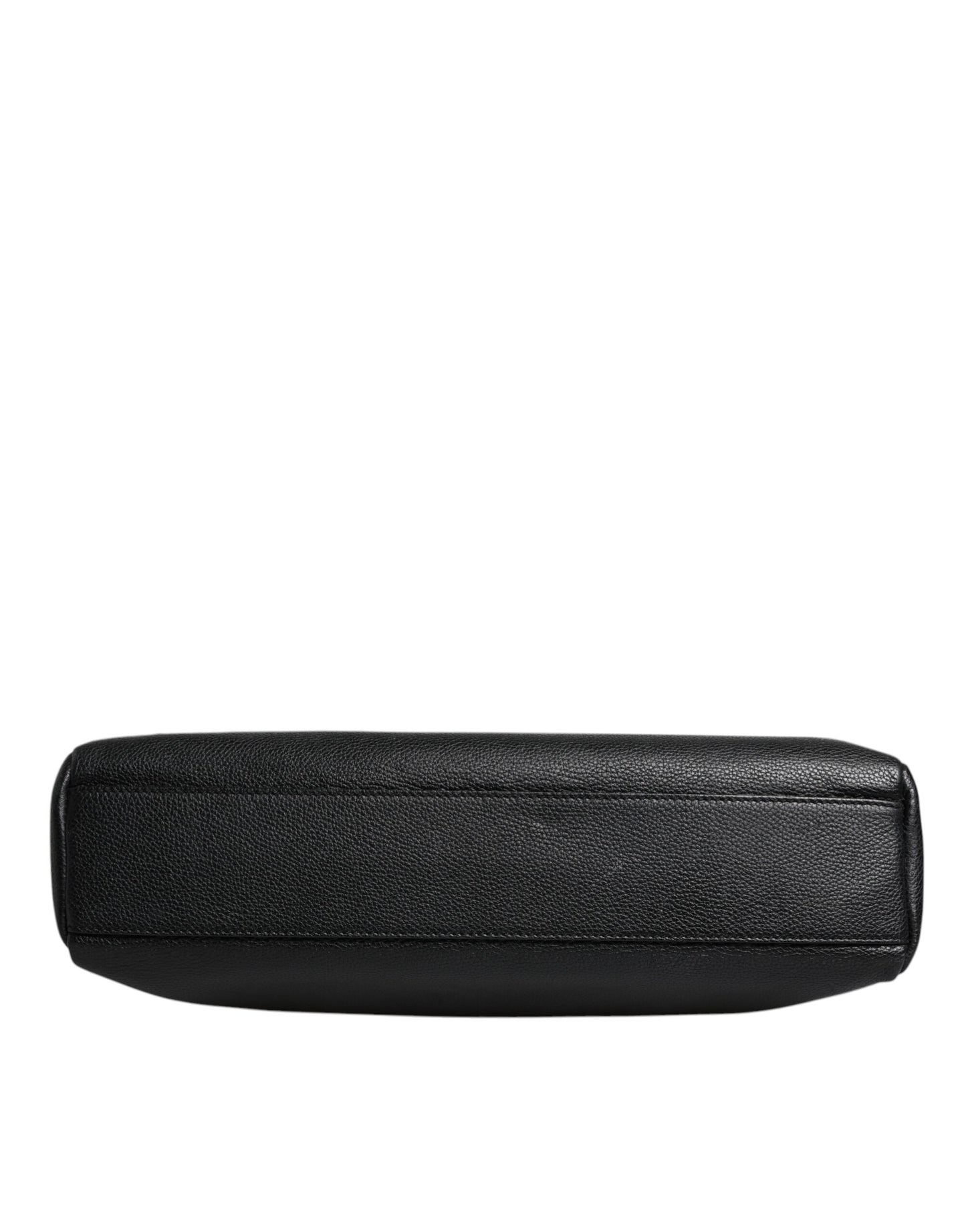Dolce & Gabbana Black Logo Plaque Leather Messenger Shoulder Strap Bag