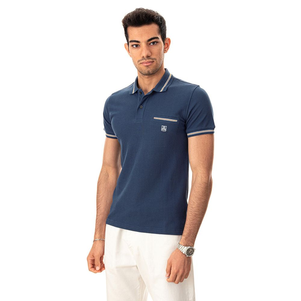 Corneliani Elegant Blue Italian Cotton Polo Shirt