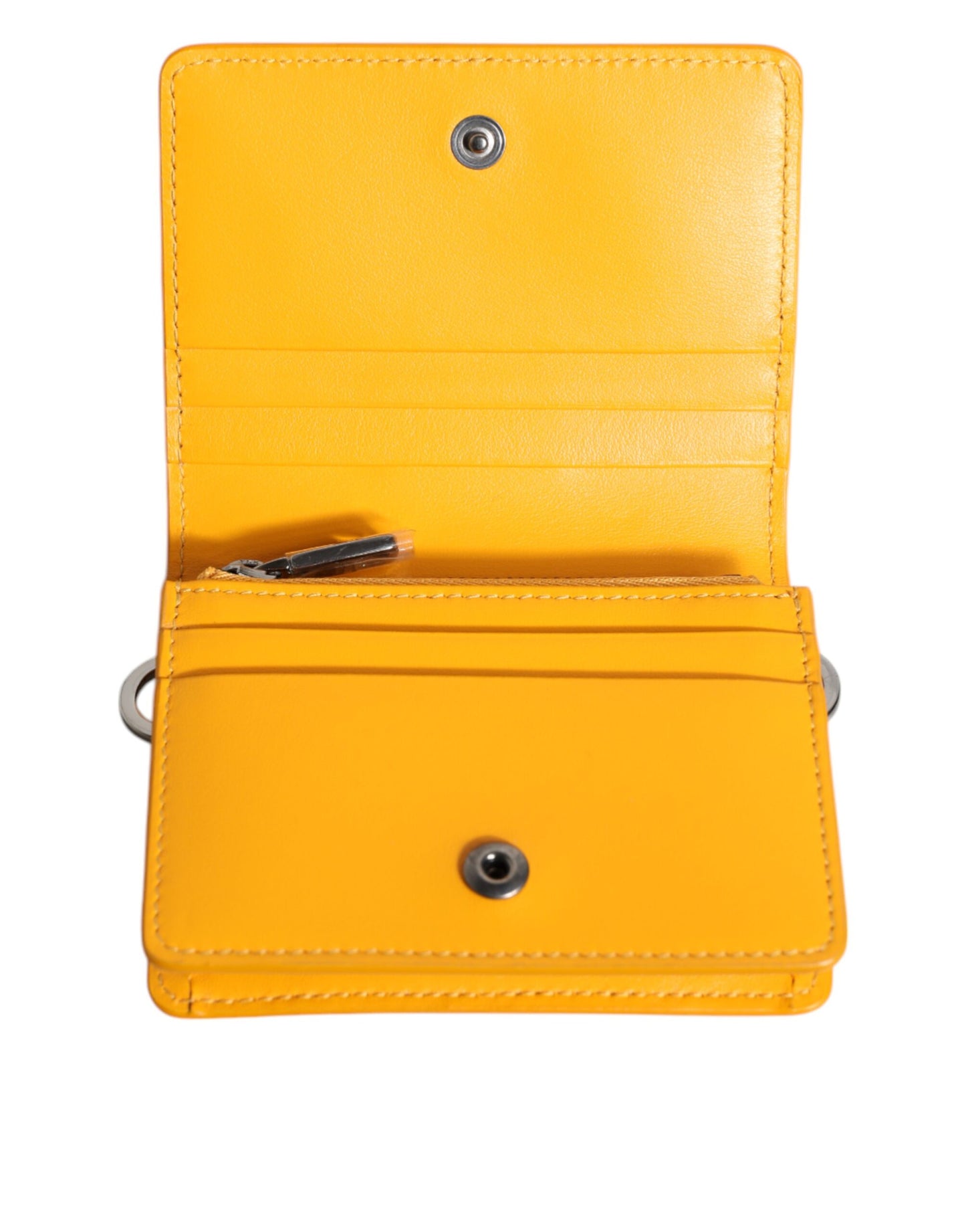 Dolce & Gabbana Yellow Leather Bifold Card Holder Crossbody Bag