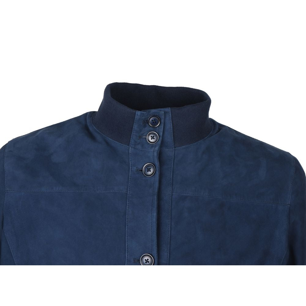 Emilio Romanelli Blue Calfskin Jackets & Coat