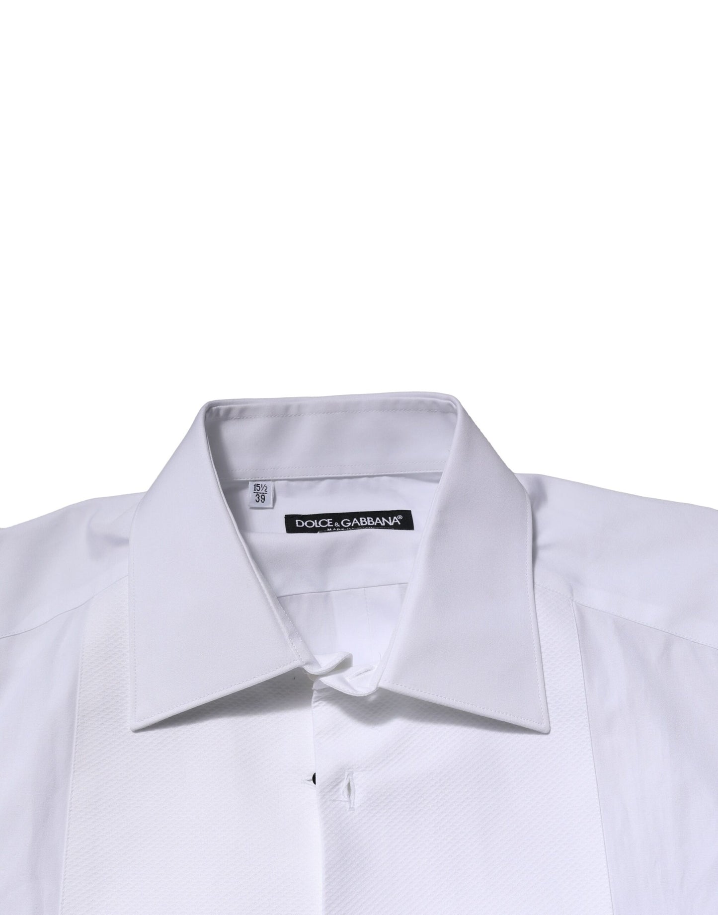 Dolce & Gabbana White GOLD Crown Cotton Dress Formal Shirt
