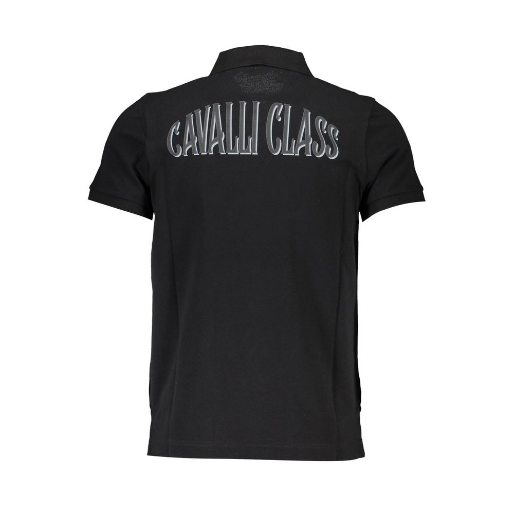 Cavalli Class Black Cotton Polo Shirt