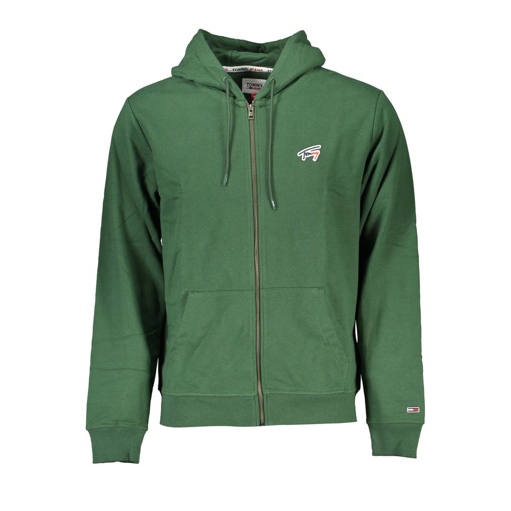 Tommy Hilfiger Green Cotton Men Sweater with Hood