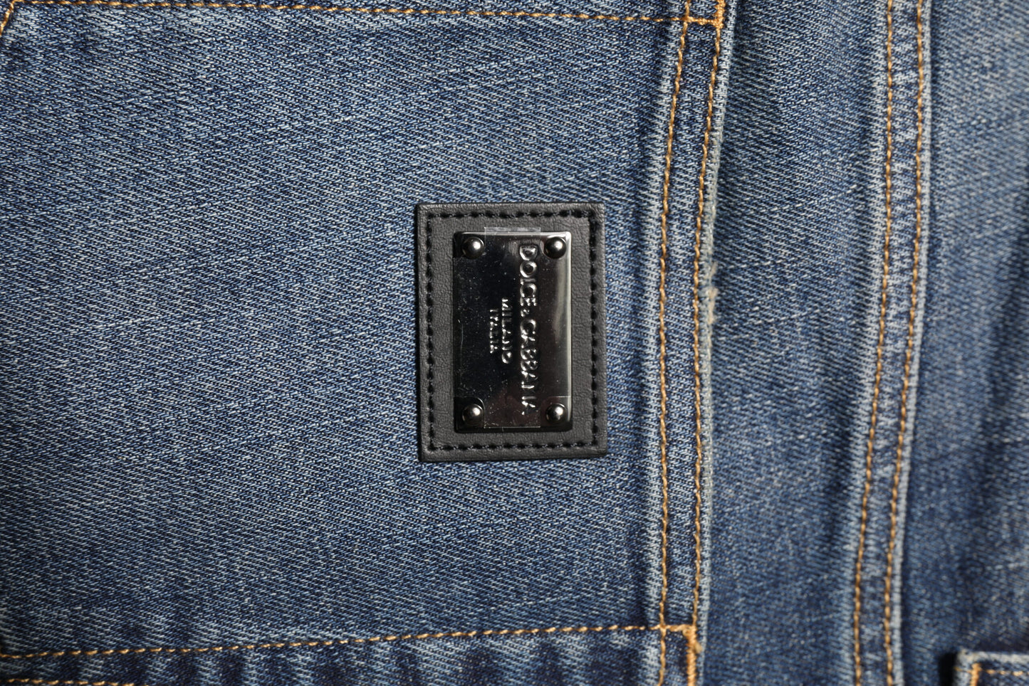 Dolce & Gabbana Blue Washed Skinny Logo Plaque Men Denim Jeans