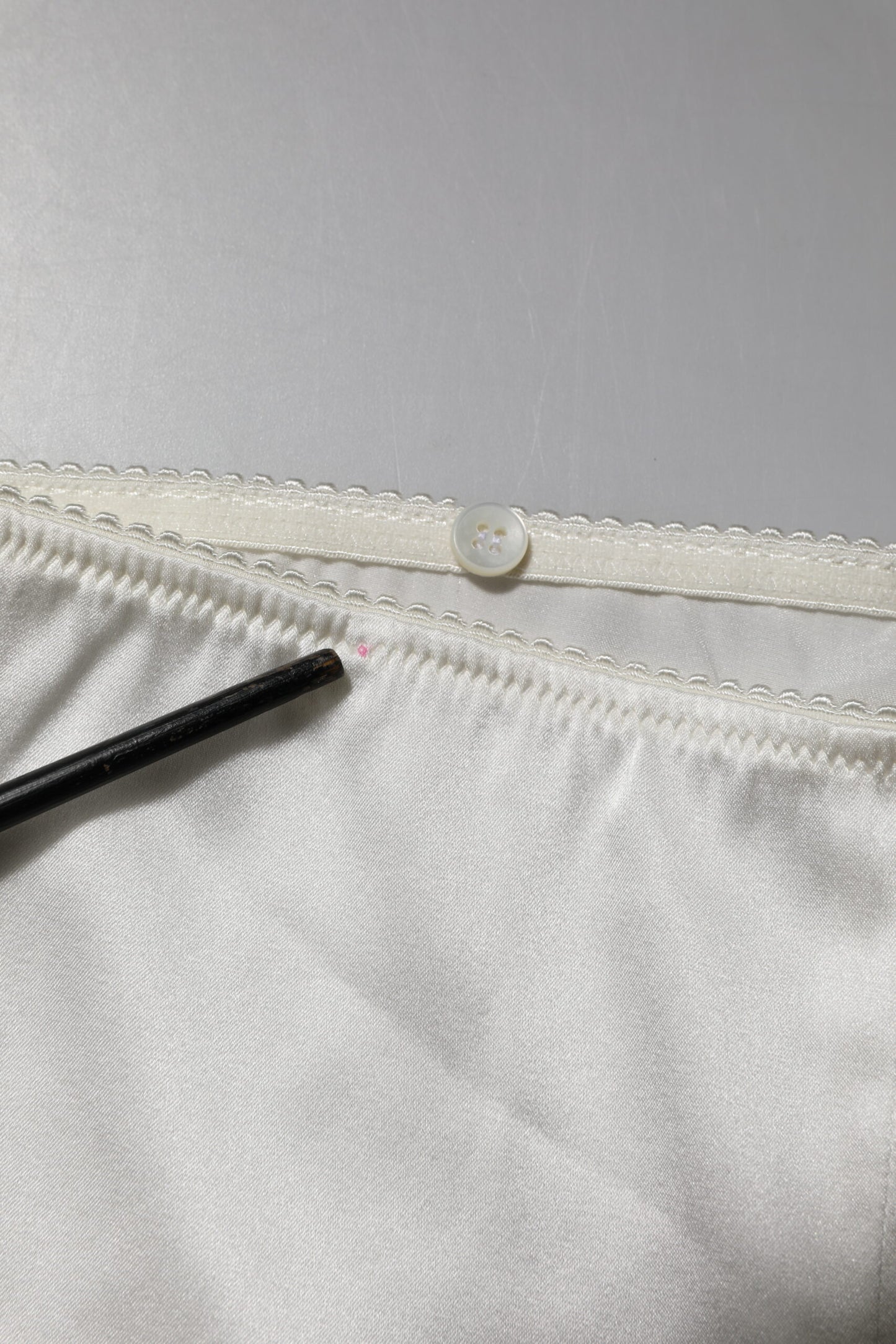 Dolce & Gabbana Ivory Silk Tapered High Waist Pants