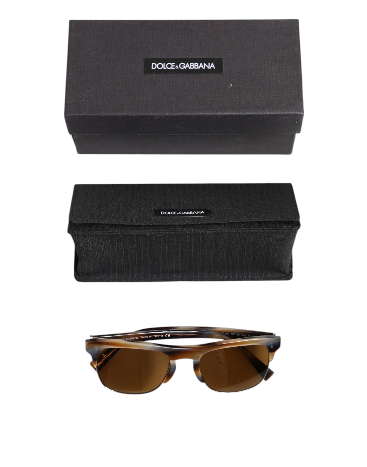 Dolce & Gabbana Brown Striped Acetate Square DG4305 Eyewear Sunglasses