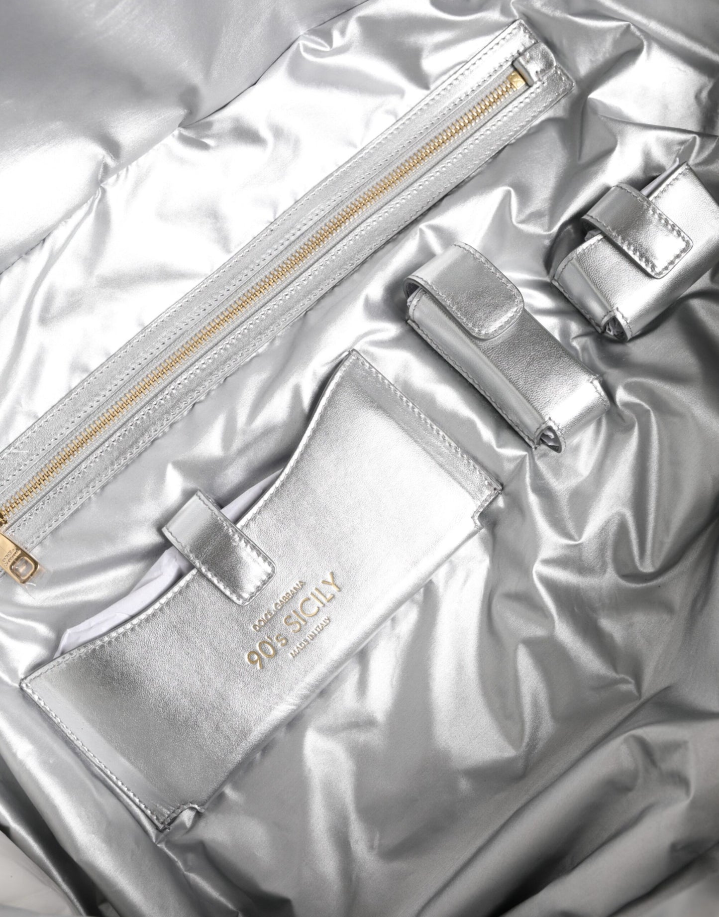 Dolce & Gabbana Silver Quilted Filled Crossbody Shoulder Bag SICILY Bag