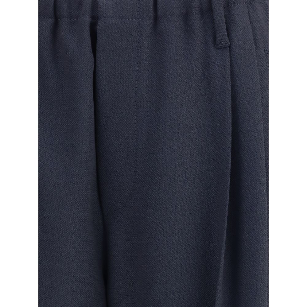 Brunello Cucinelli Gray Fleece Wool Casual Pants