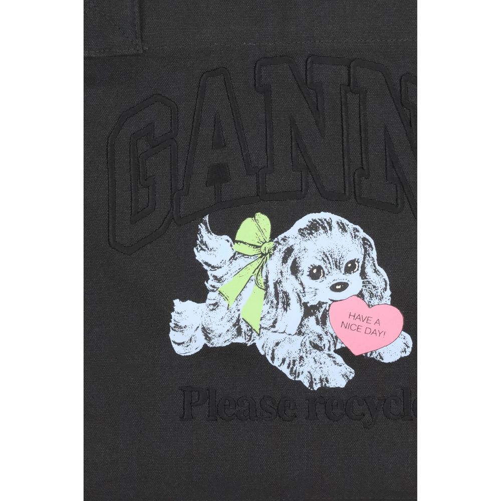 Ganni Black Cotton Shoulder Bag
