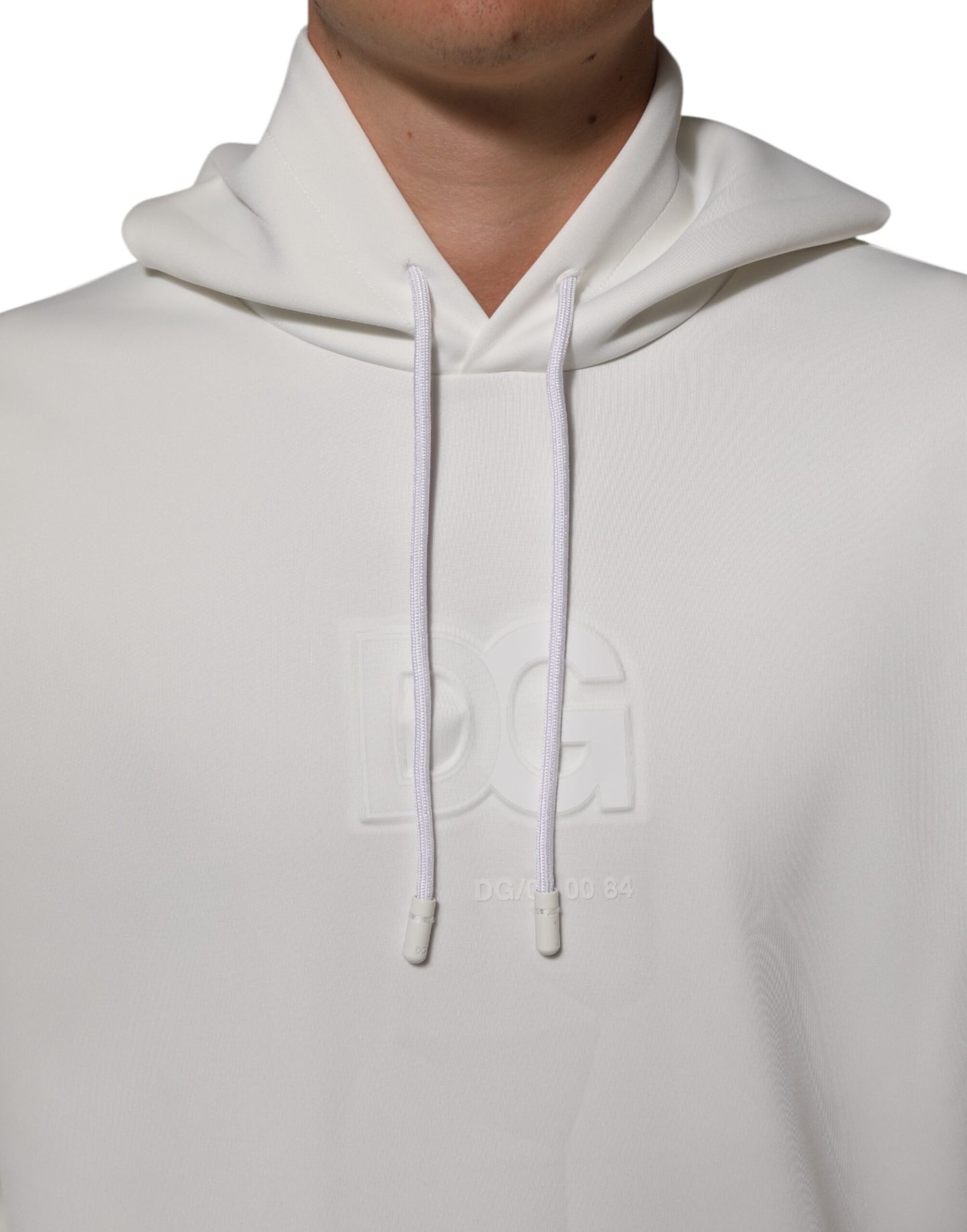 Dolce & Gabbana White Logo Hooded Men Sweatshirt Sweater