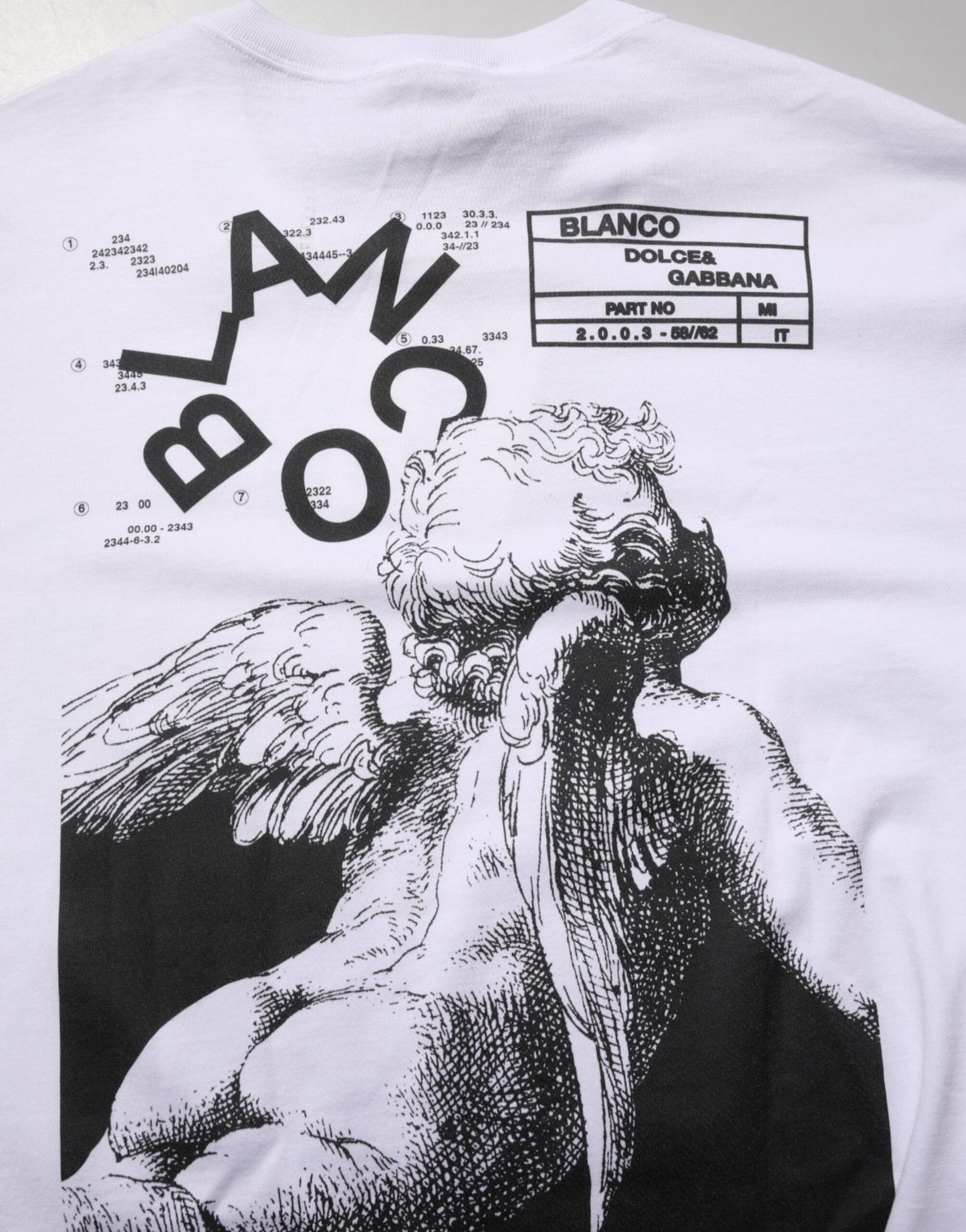 Dolce & Gabbana White Angel Print Cotton Men Crew Neck T-shirt