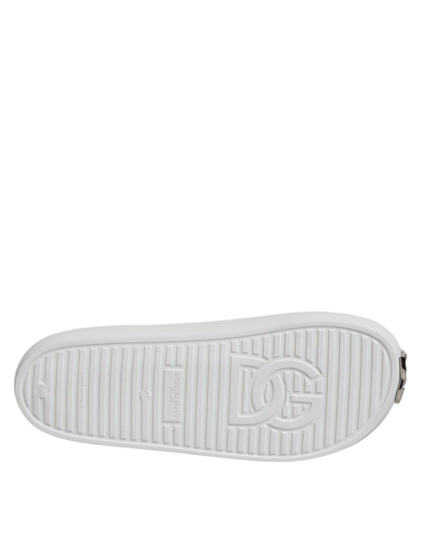 Dolce & Gabbana White Logo Slides Sandals Men Beachwear Shoes