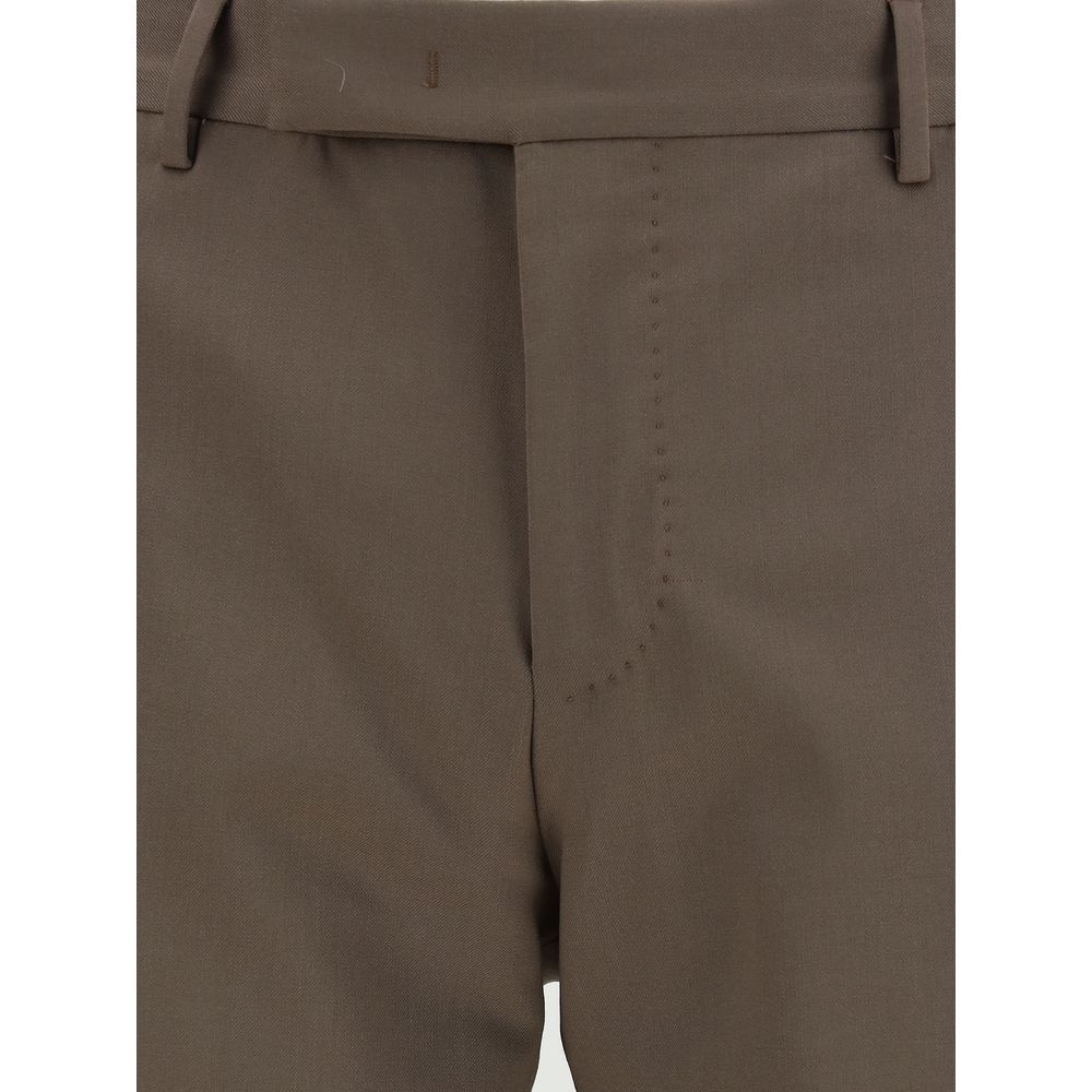 PT Torino Brown Fleece Wool Casual Pants