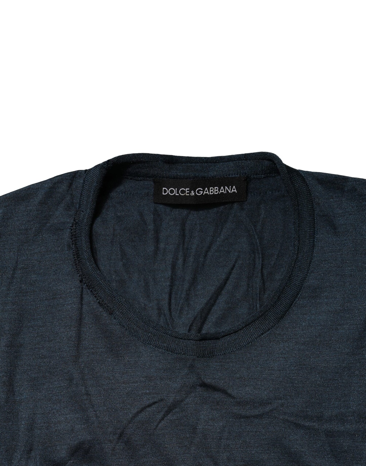 Dolce & Gabbana Blue Silk Crew Neck Short Sleeves Men T-Shirt